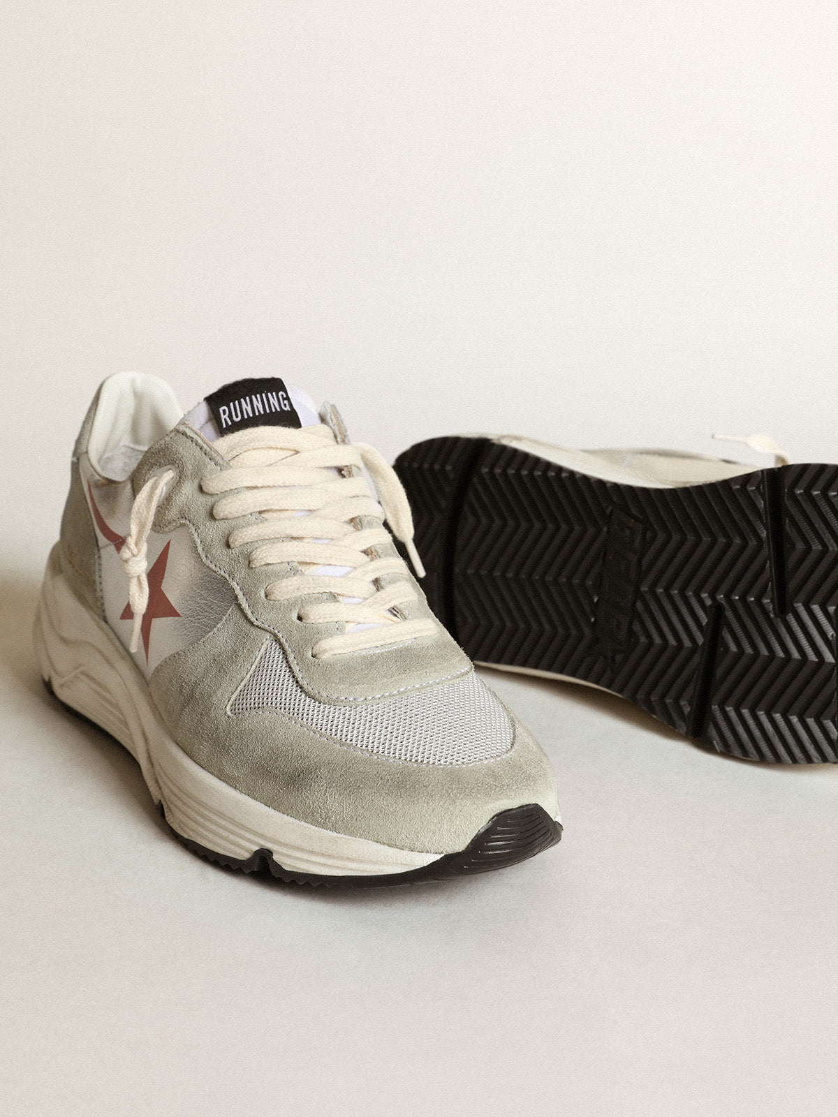 Women's Running Sole in silver leather with ice-gray inserts| Golden Goose