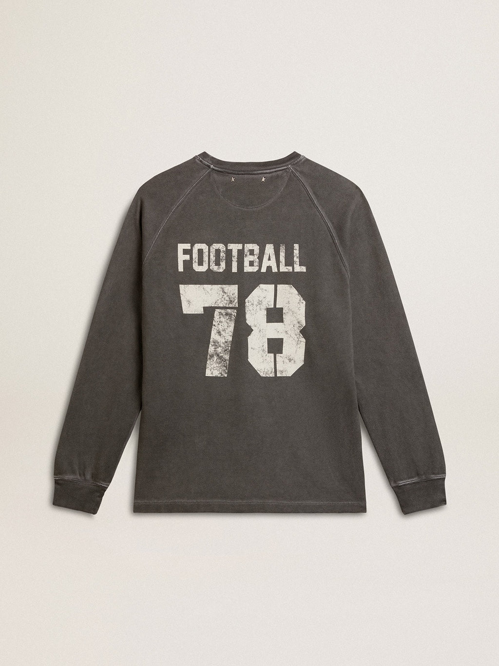 Men's crew-neck T-shirt in anthracite gray cotton with logo on the back