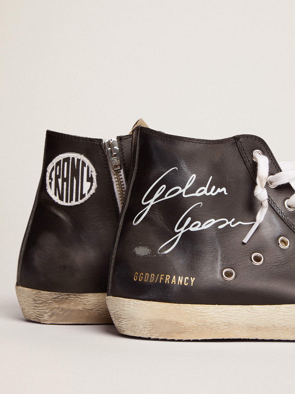 Women's Francy with black leather upper and white star| Golden Goose