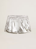 Women's running shorts in silver fabric| Golden Goose
