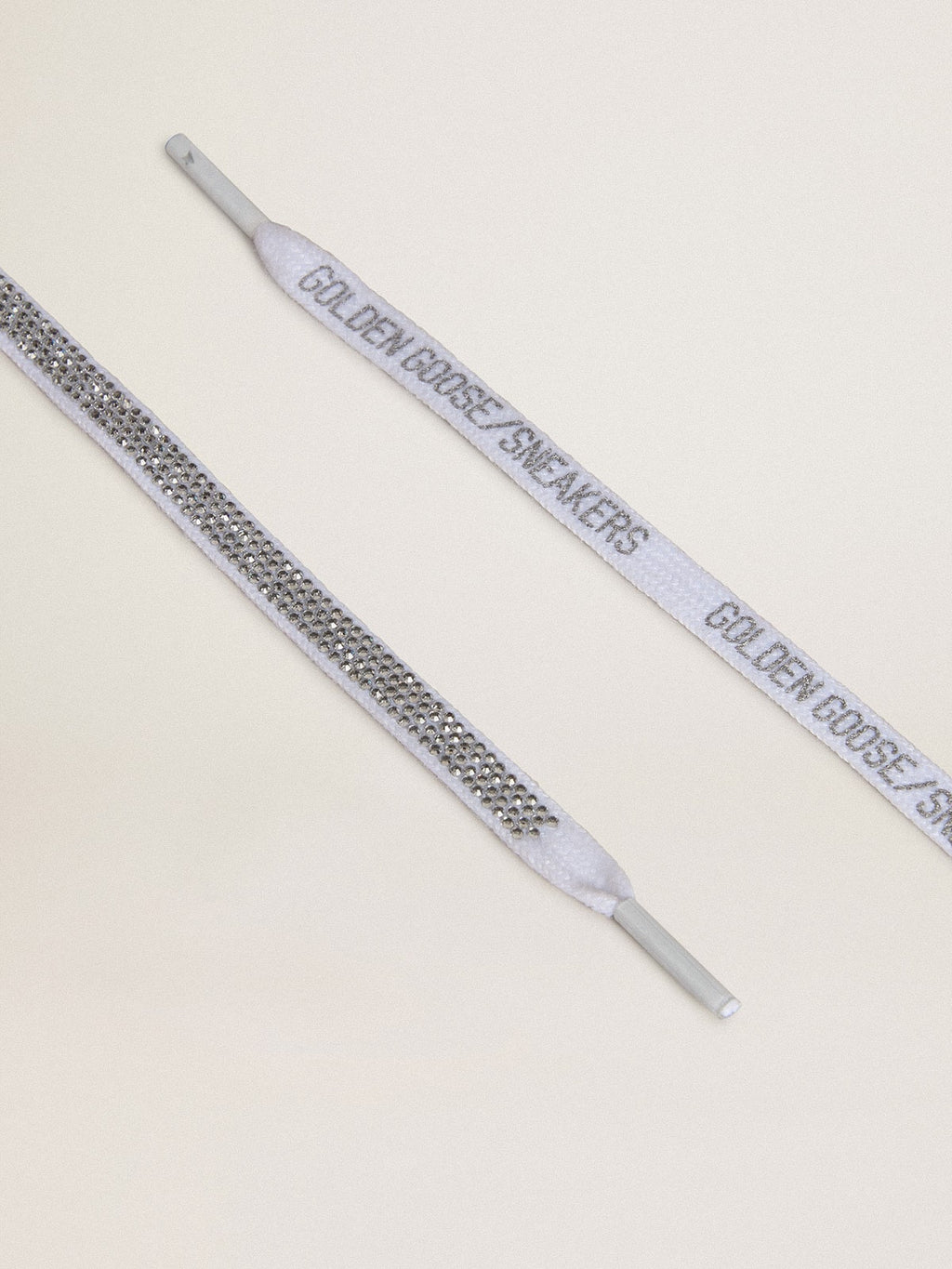 Swarovski laces with contrasting gray logo| Golden Goose
