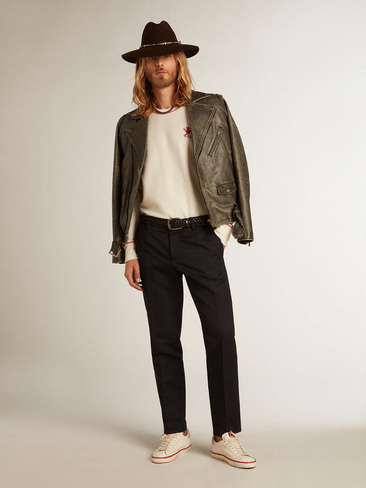 Men's heritage white sweatshirt with CNY logo| Golden Goose