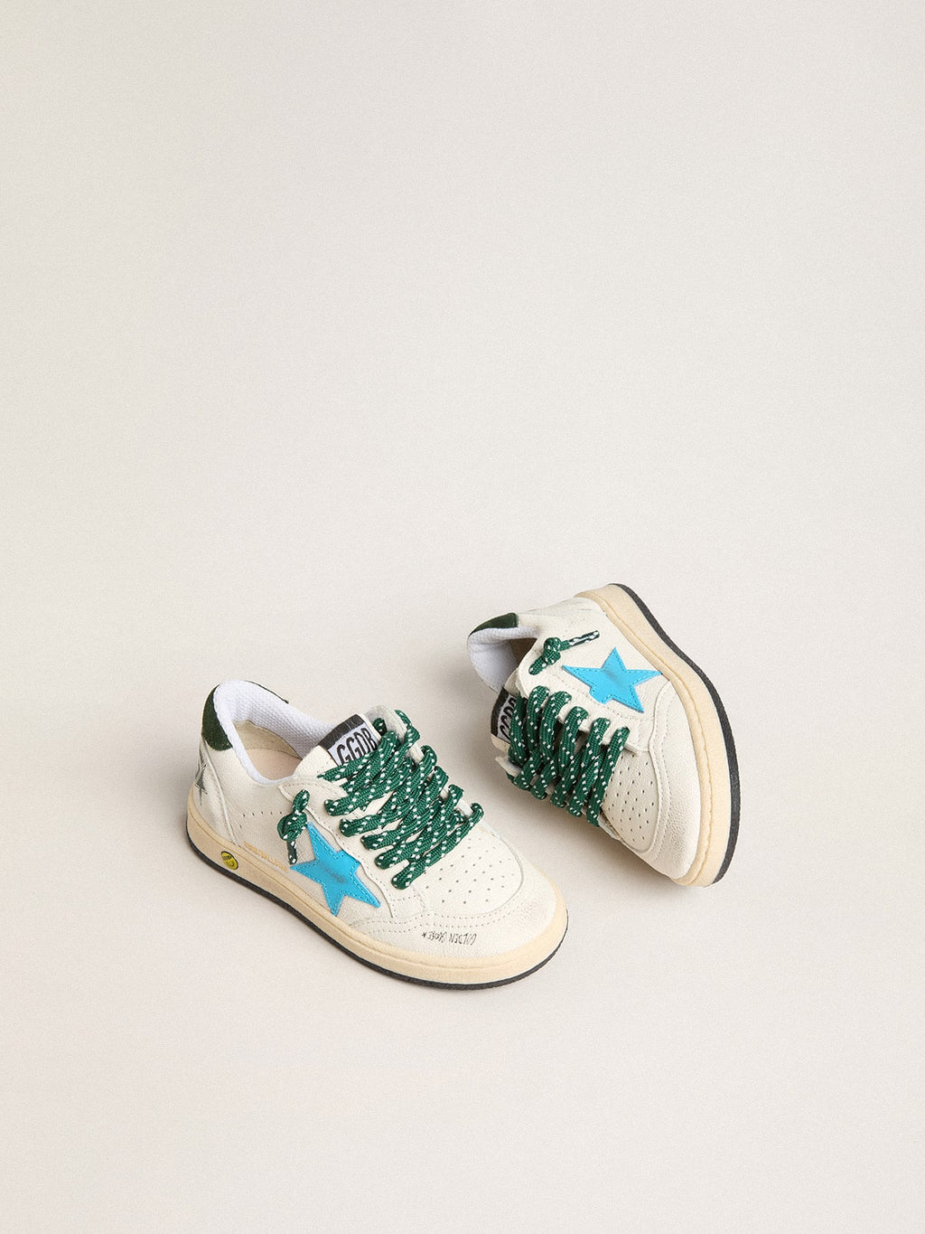 Young Ball Star with turquoise star and green suede heel tab| Golden Goose