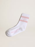 White cotton socks with pink stripes and Golden Goose logo| Golden Goose