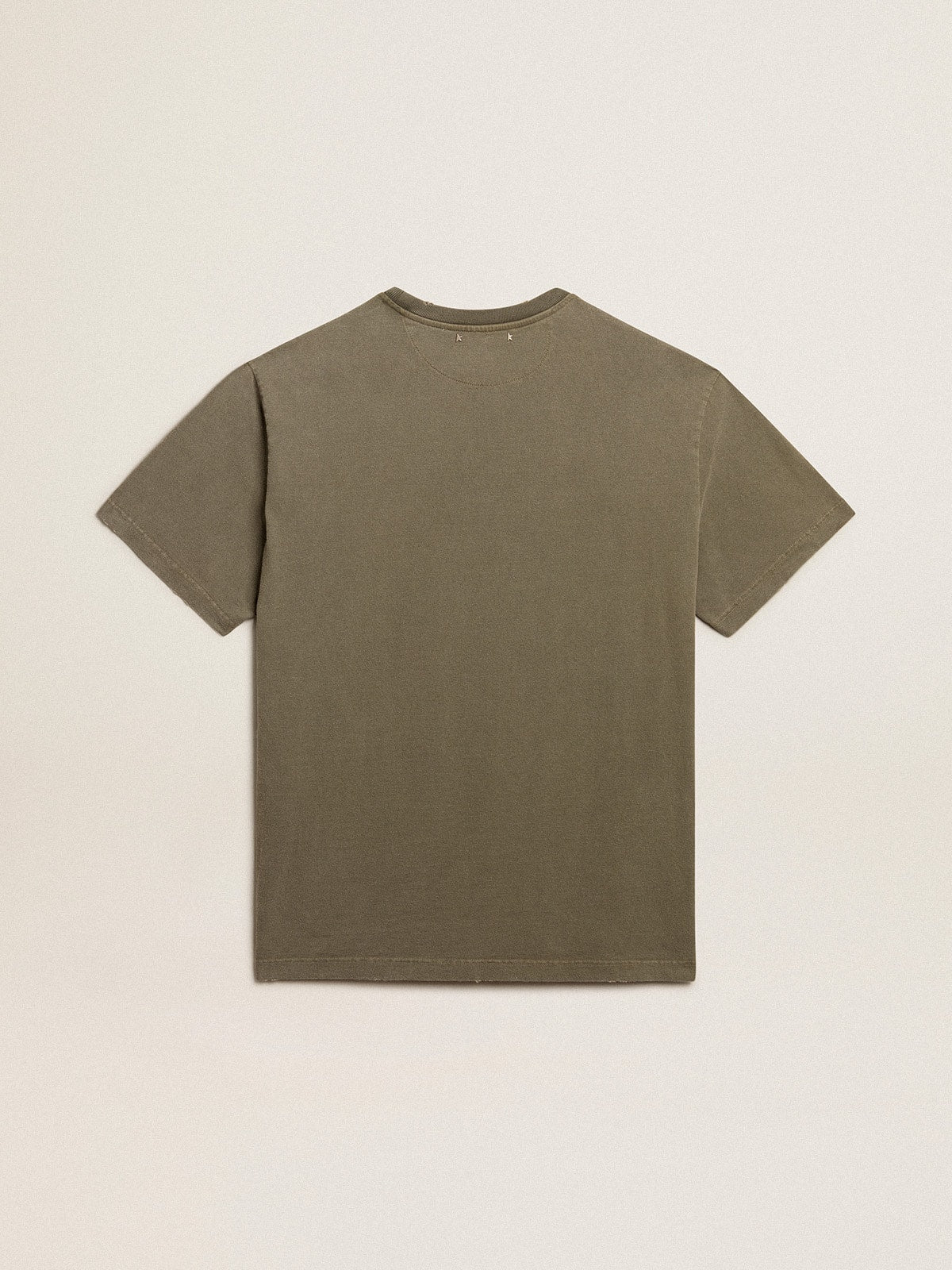 Men's olive green T-shirt with Golden lettering| Golden Goose