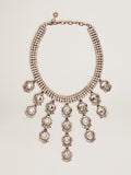 Women's necklace in antique gold color with drop crystals| Golden Goose