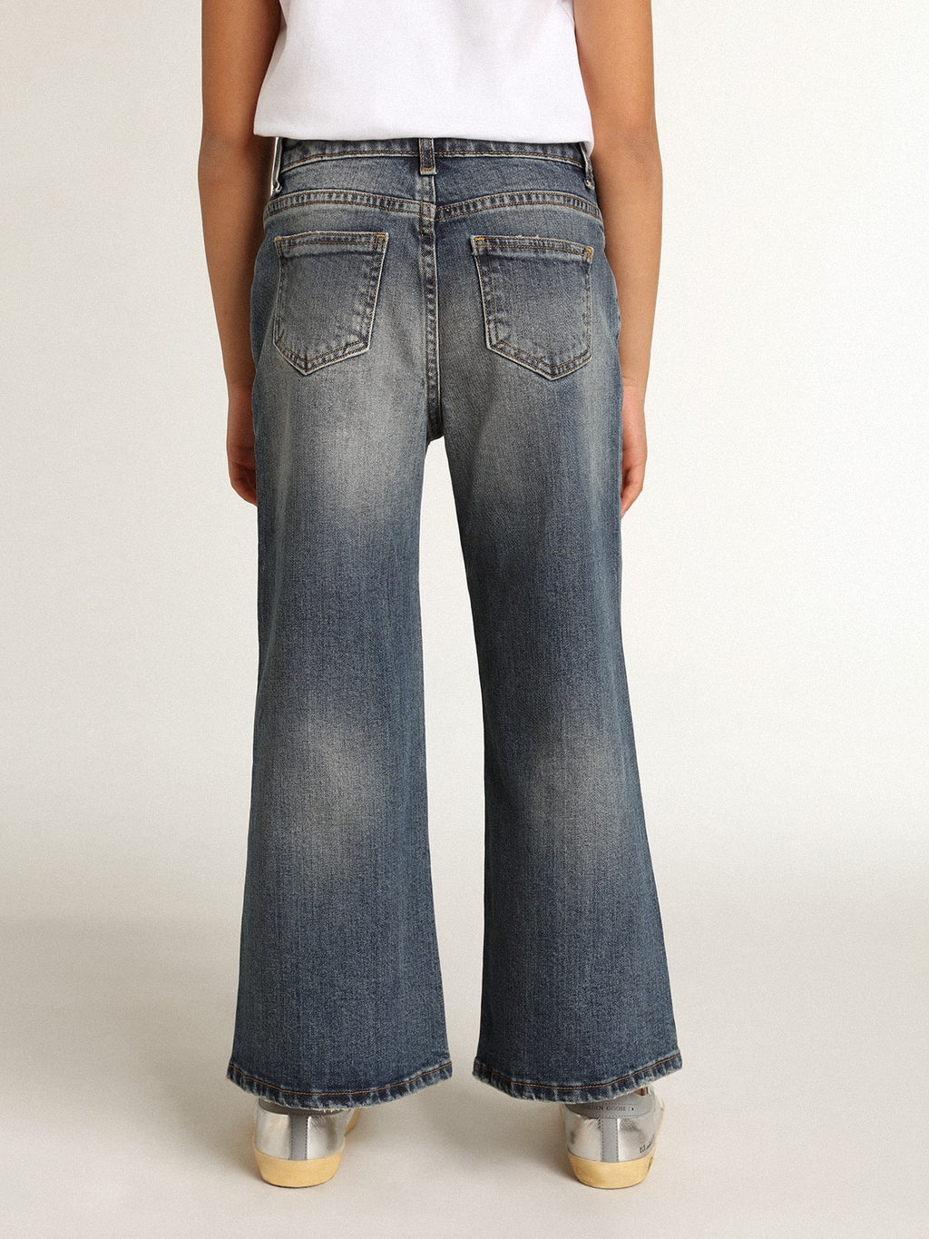 Wide-leg jeans in mid-blue bull denim| Golden Goose