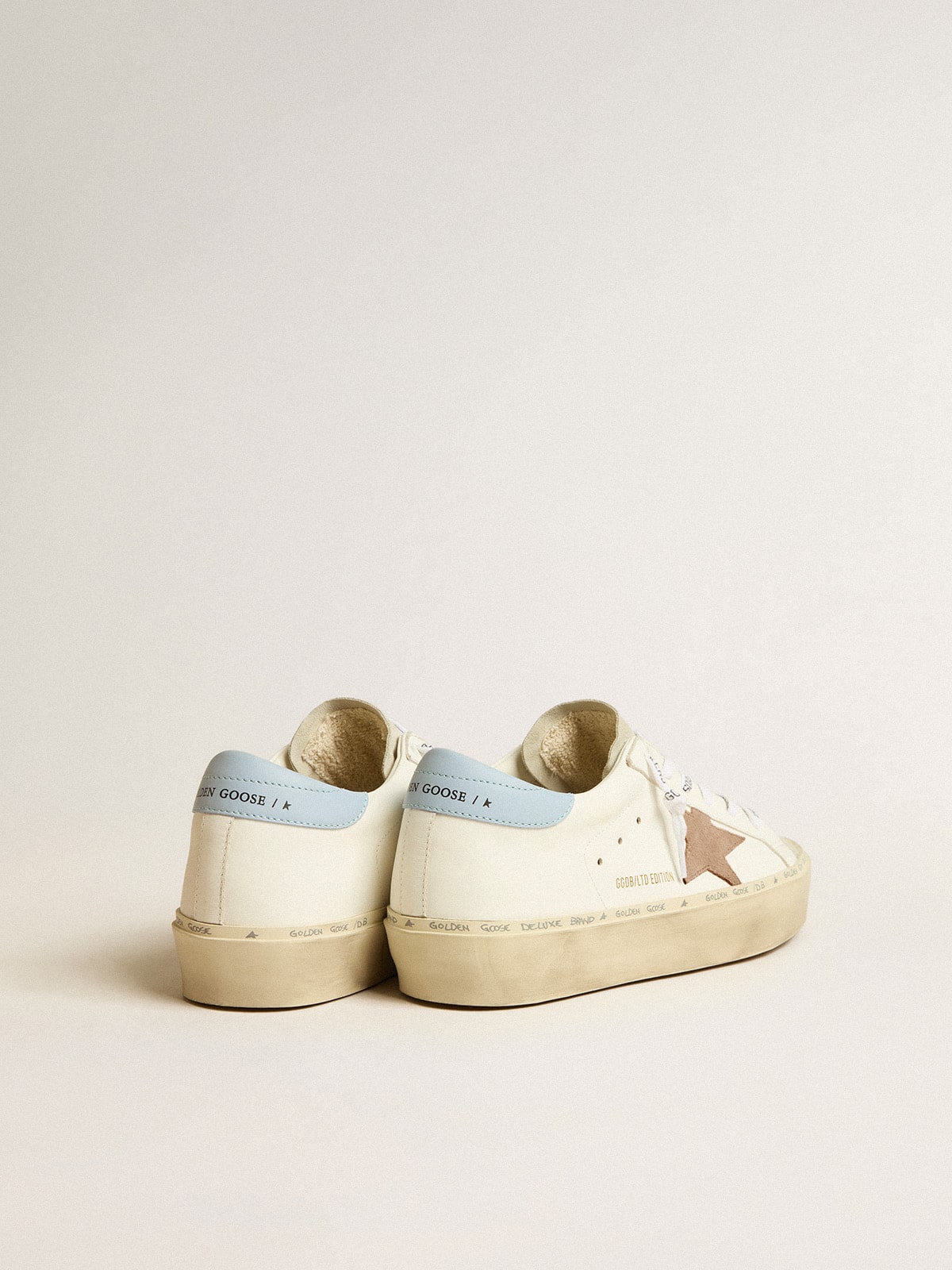 Hi Star LTD with pink suede star and light blue leather heel tab| Golden Goose