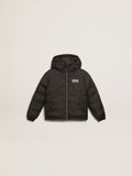 Black jacket with hood and maxi star on the back| Golden Goose