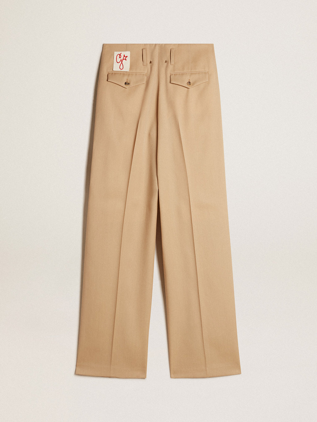 Women's wool gabardine pants in sand| Golden Goose
