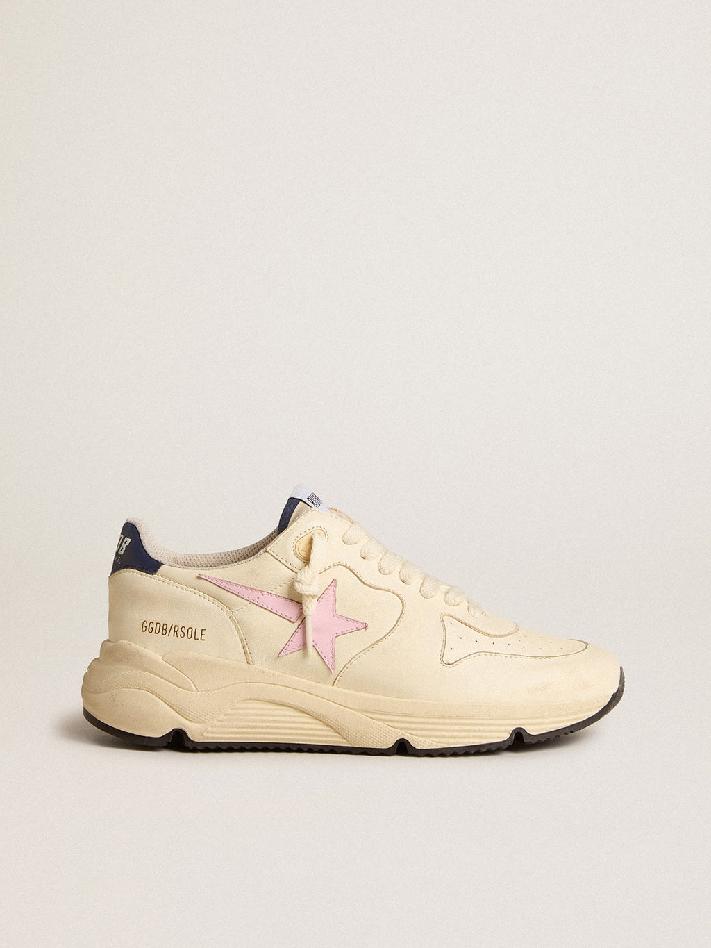 Women's Running Sole in nappa leather with pink leather star and blue leather heel tab| Golden Goose