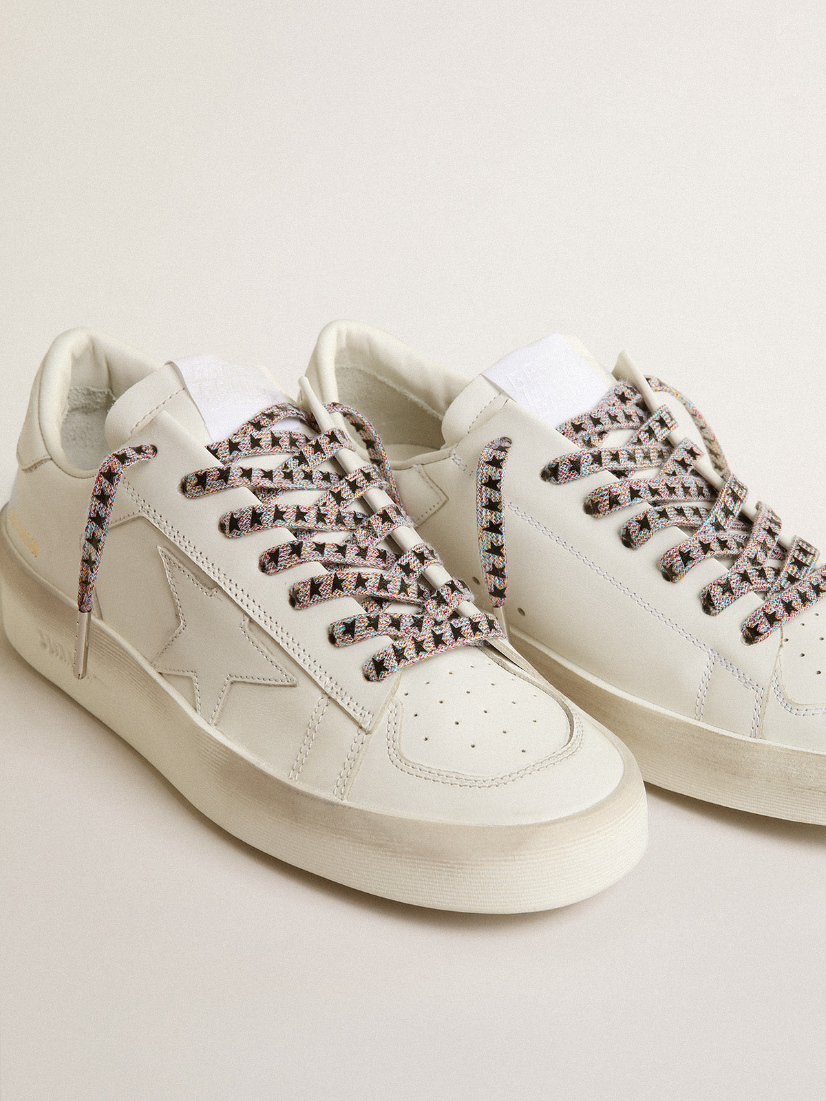 Multicolor lurex laces with black stars| Golden Goose