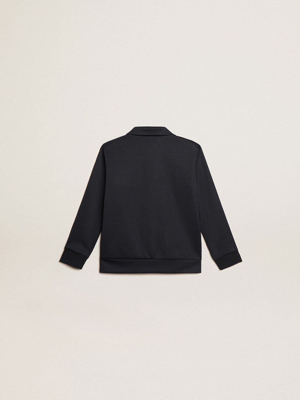 Dark blue zipped sweatshirt with white strip and contrasting stars| Golden Goose