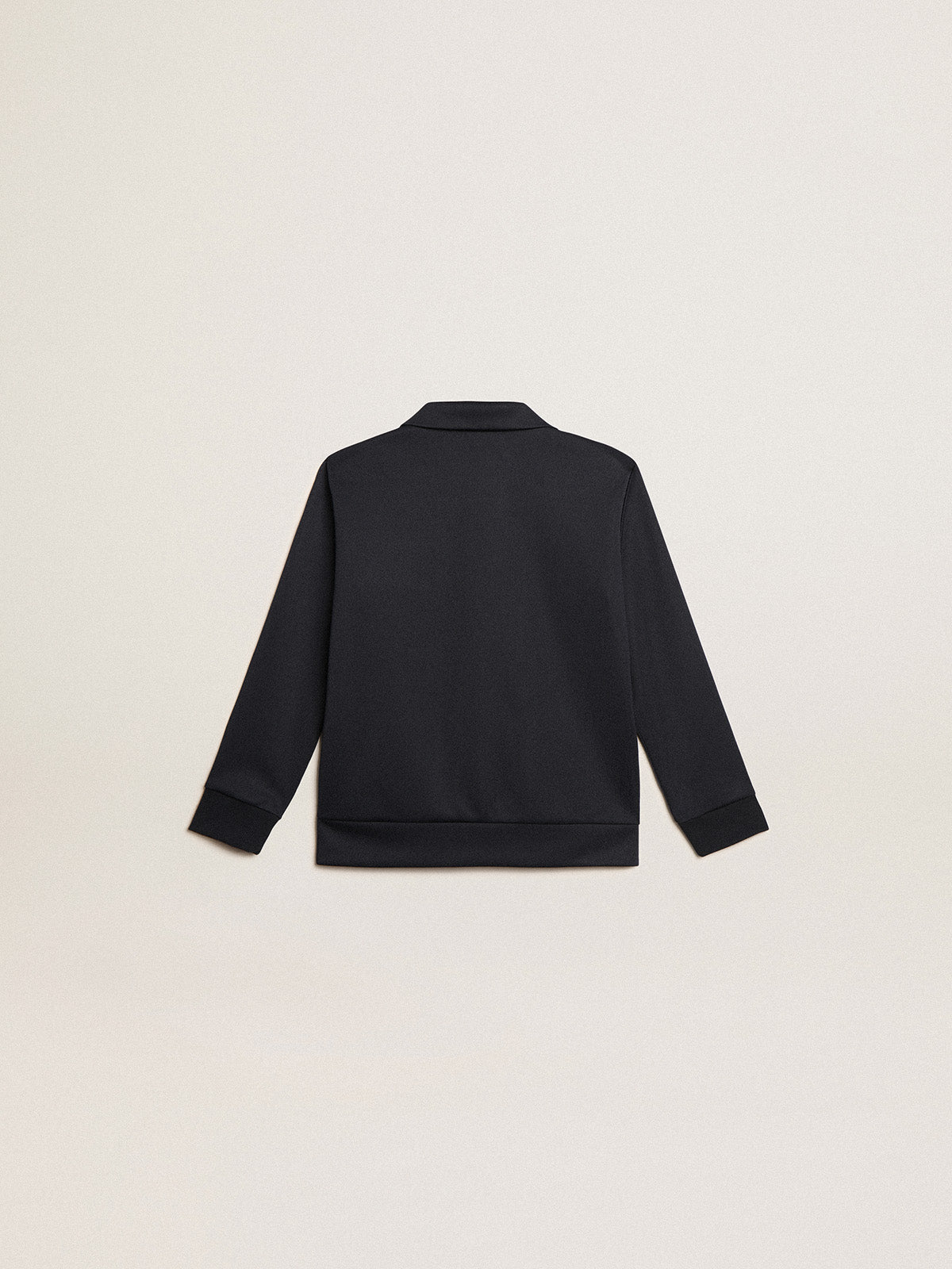 Dark blue zipped sweatshirt with white strip and contrasting stars| Golden Goose