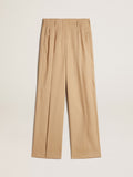 Women's wool gabardine pants in sand| Golden Goose