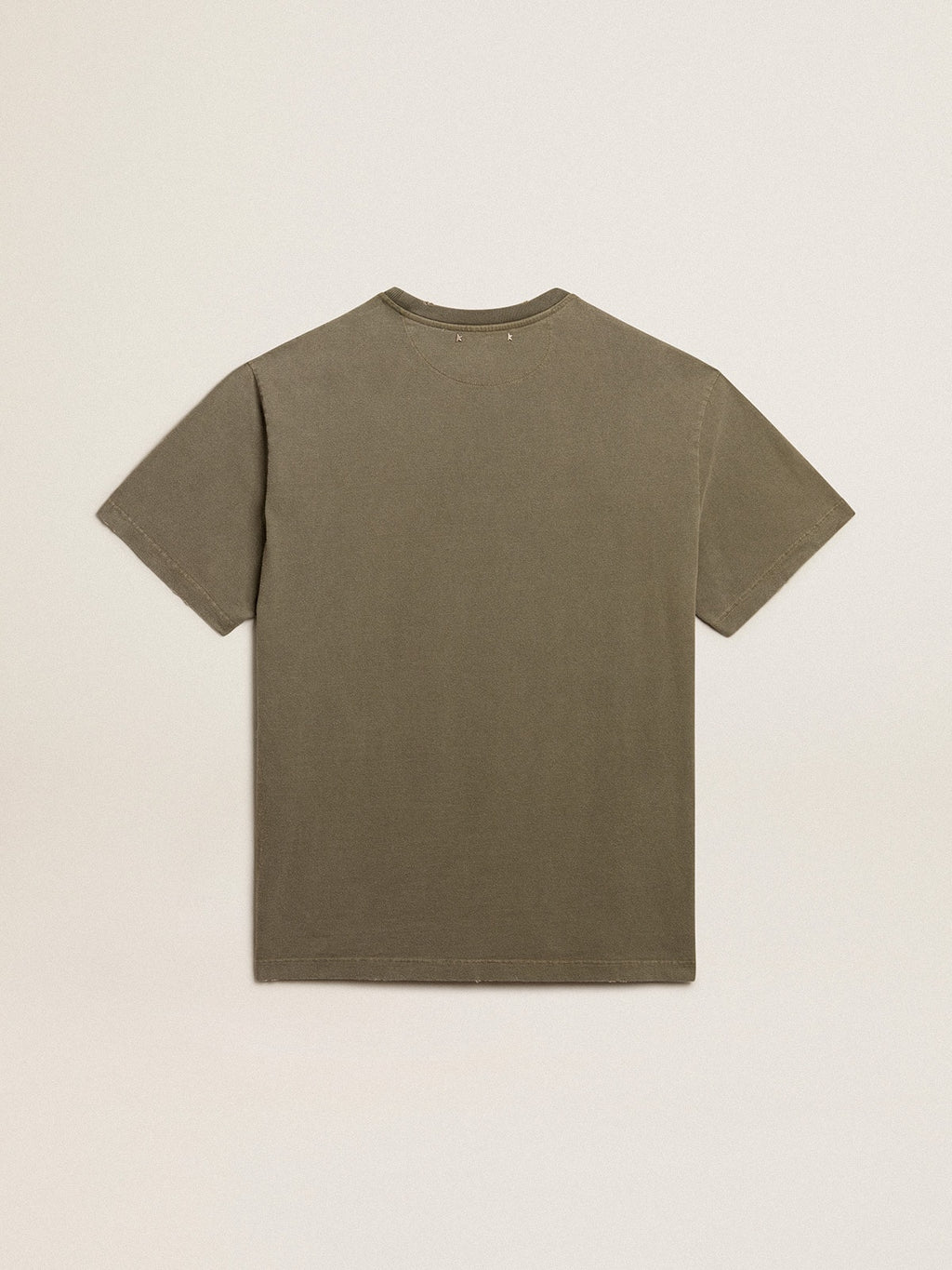 Women's olive green T-shirt with Golden lettering| Golden Goose