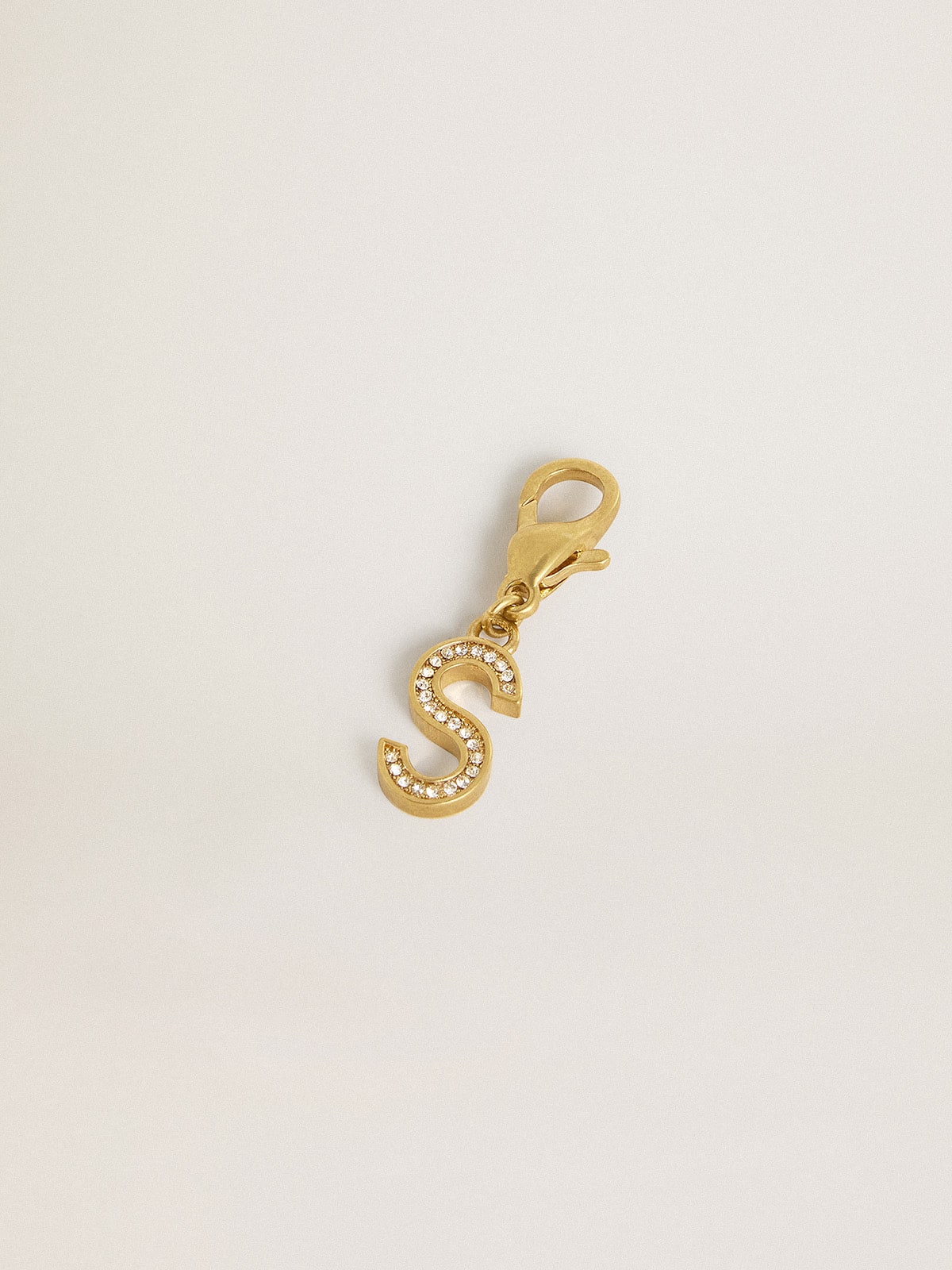 Letter S charm in gold-colored brass with crystals| Golden Goose