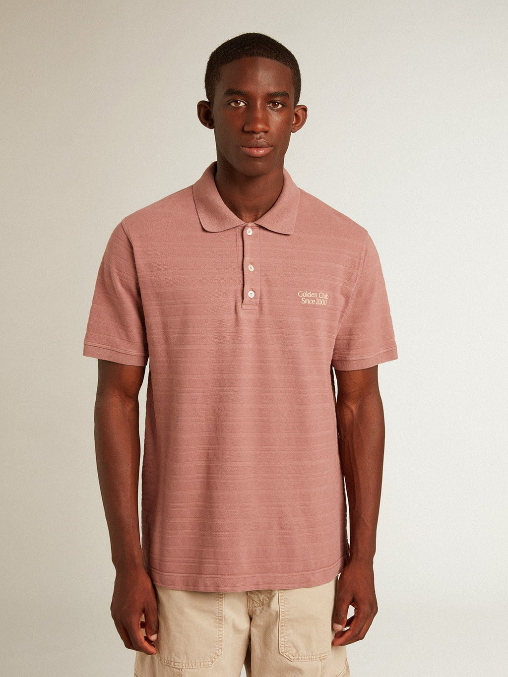 Taupe pink-colored cotton piquet polo shirt| Golden Goose