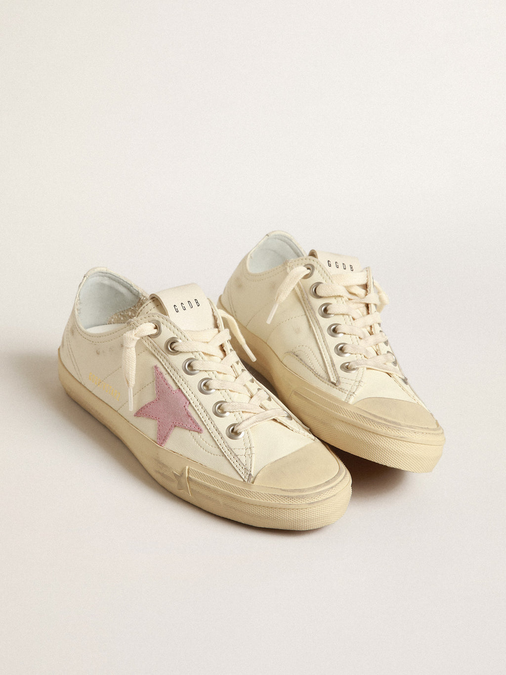 V-Star in beige nappa leather with old-rose suede star| Golden Goose