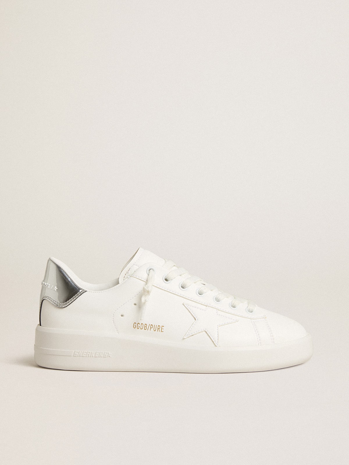 Women's bio-based Purestar with white star and mirror-effect heel tab| Golden Goose