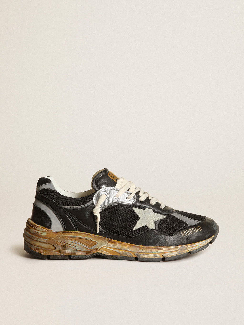 Women's Dad-Star in black mesh and nappa with ice-colored star| Golden Goose