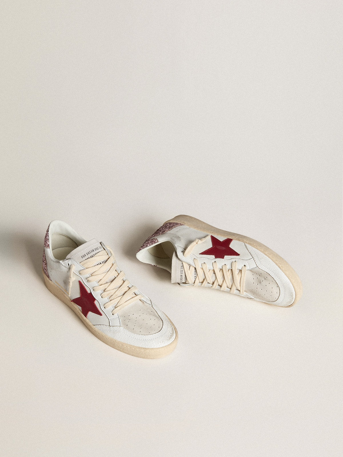 Ball Star LTD with red leather star and pink glitter heel tab| Golden Goose