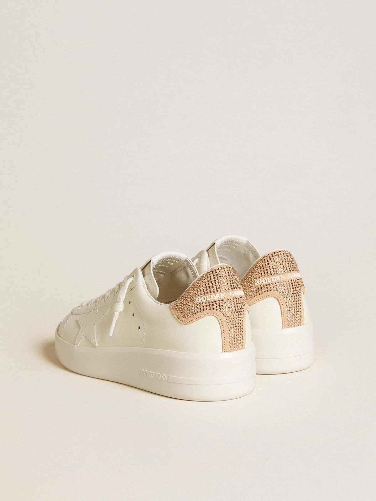 Purestar with leather star and suede heel tab with Swarovski crystals| Golden Goose