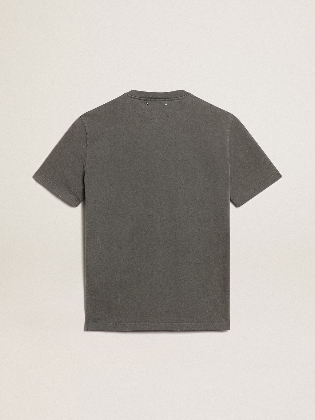 Men's anthracite gray T-shirt with distressed treatment| Golden Goose