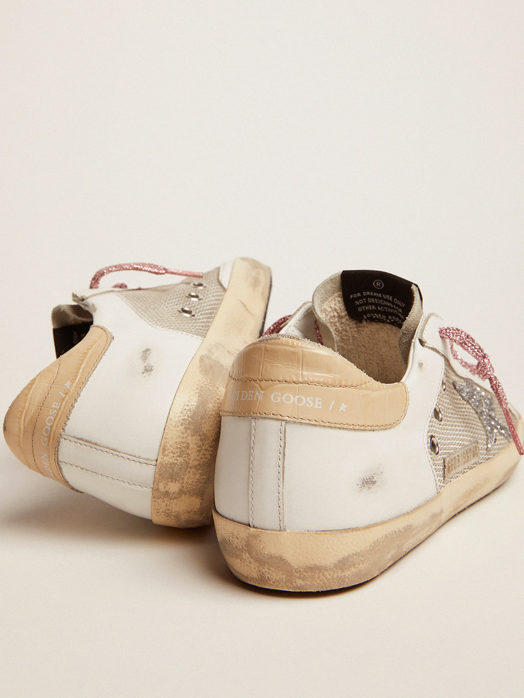 Super-Star sneakers in white leather and silver mesh| Golden Goose