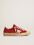 Women's V-Star LTD in dark red suede with silver star| Golden Goose