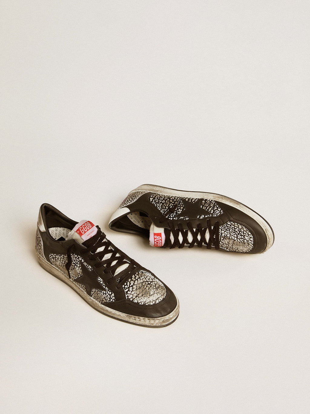Men's Ball Star in elephant-print leather with black leather star| Golden Goose