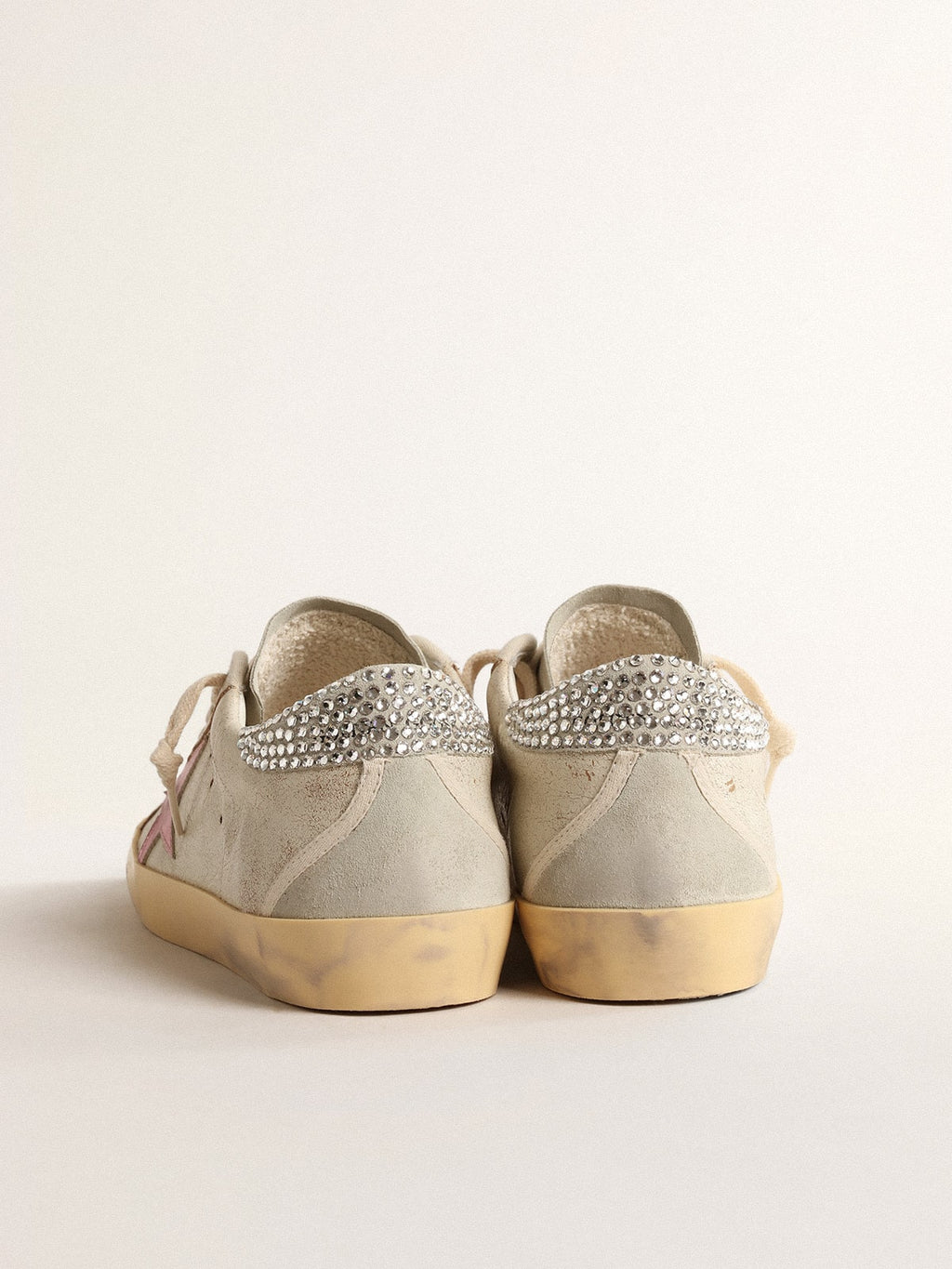 Super-Star LTD in ecru with Swarovski crystal heel tab| Golden Goose