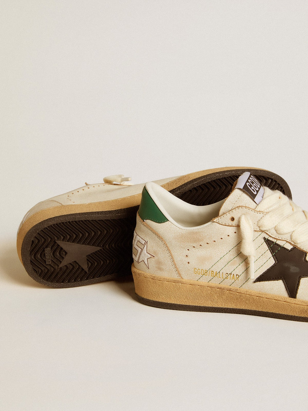 Women's Ball Star with black leather star and green leather heel tab| Golden Goose