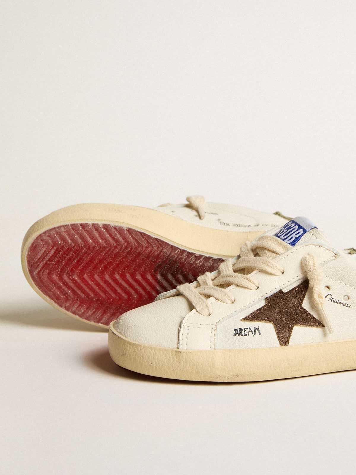 Super-Star Young in nappa with suede star and green heel tab| Golden Goose