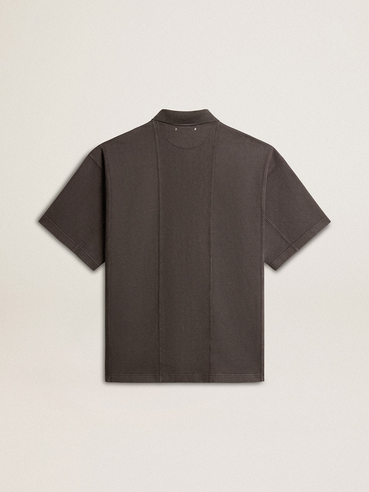 Men's cotton polo shirt in anthracite gray with embroidery| Golden Goose