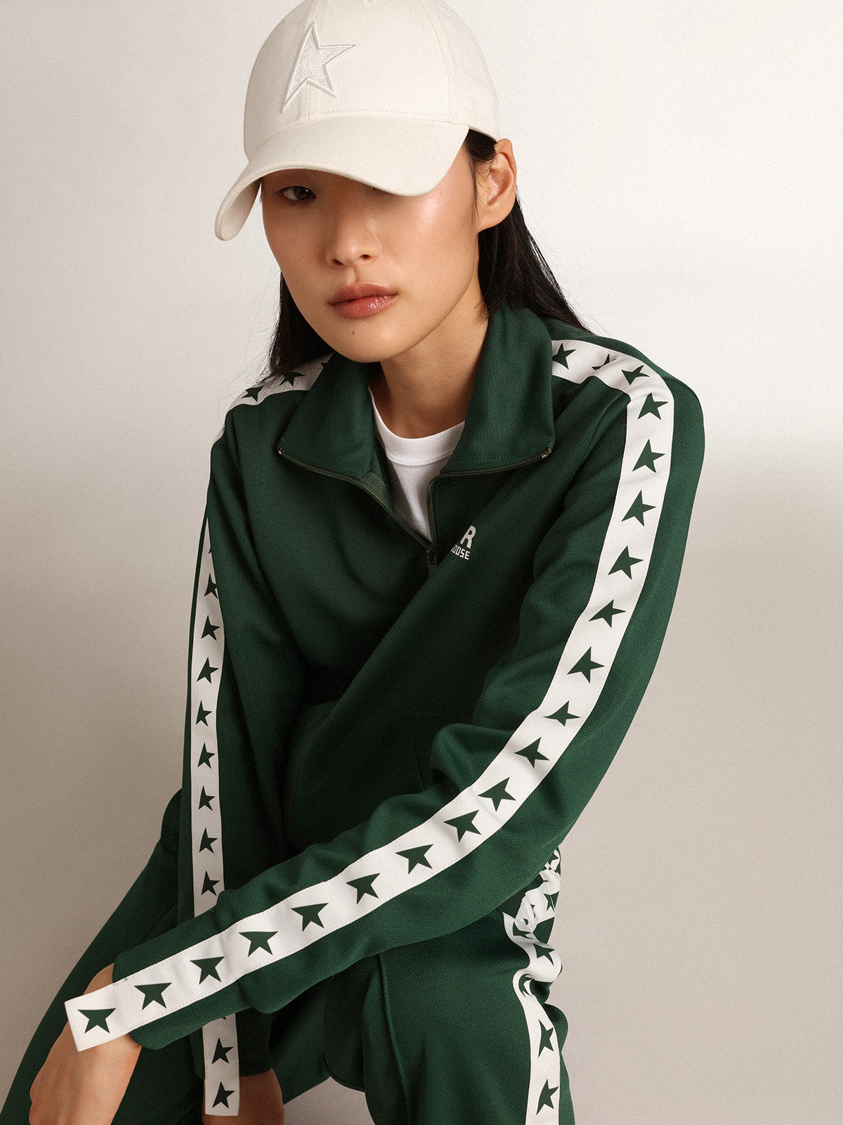 Women's bright green zipped sweatshirt| Golden Goose