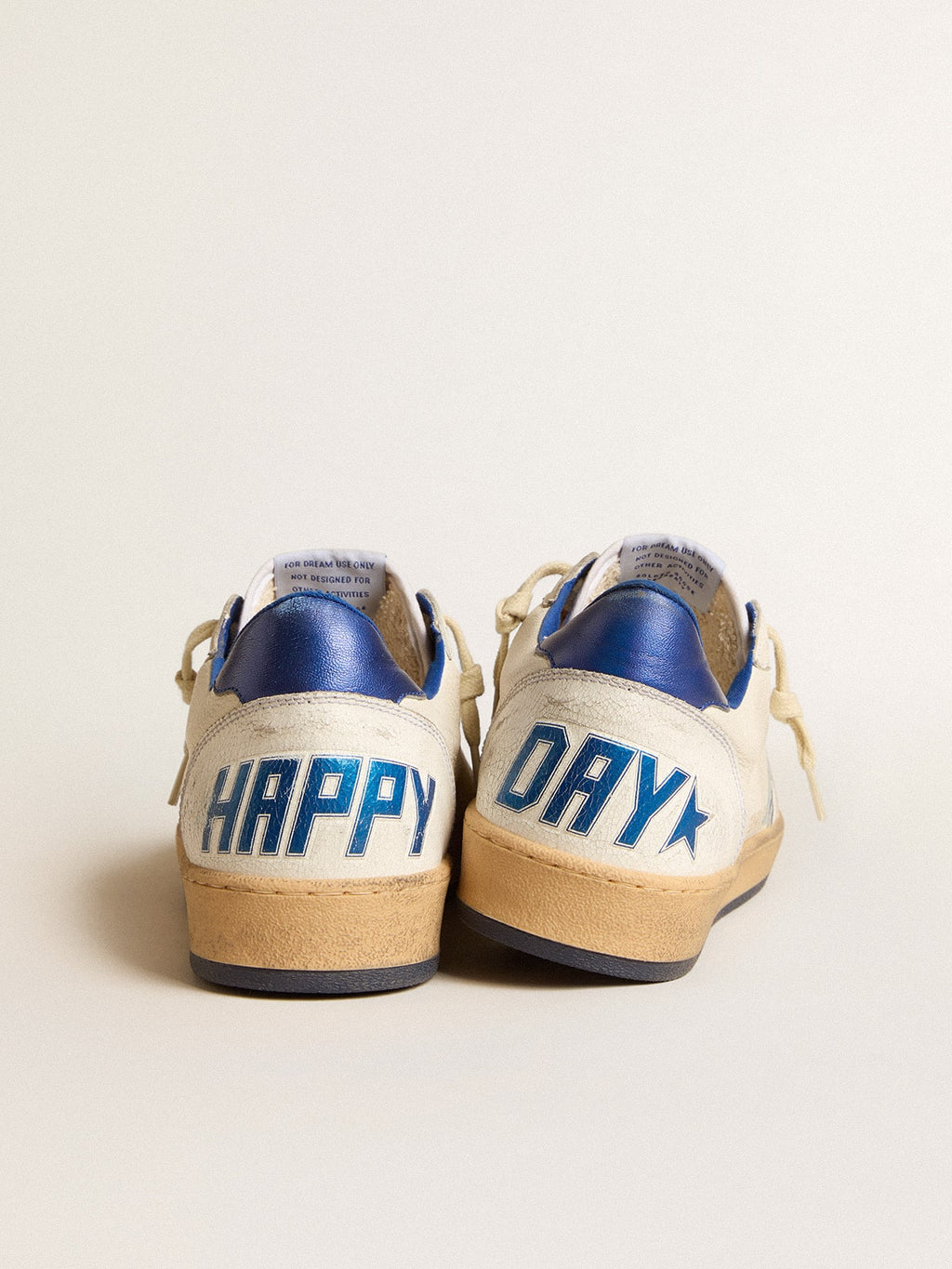 Men's Ball Star Wishes in white nappa leather with a bright blue star and heel tab| Golden Goose