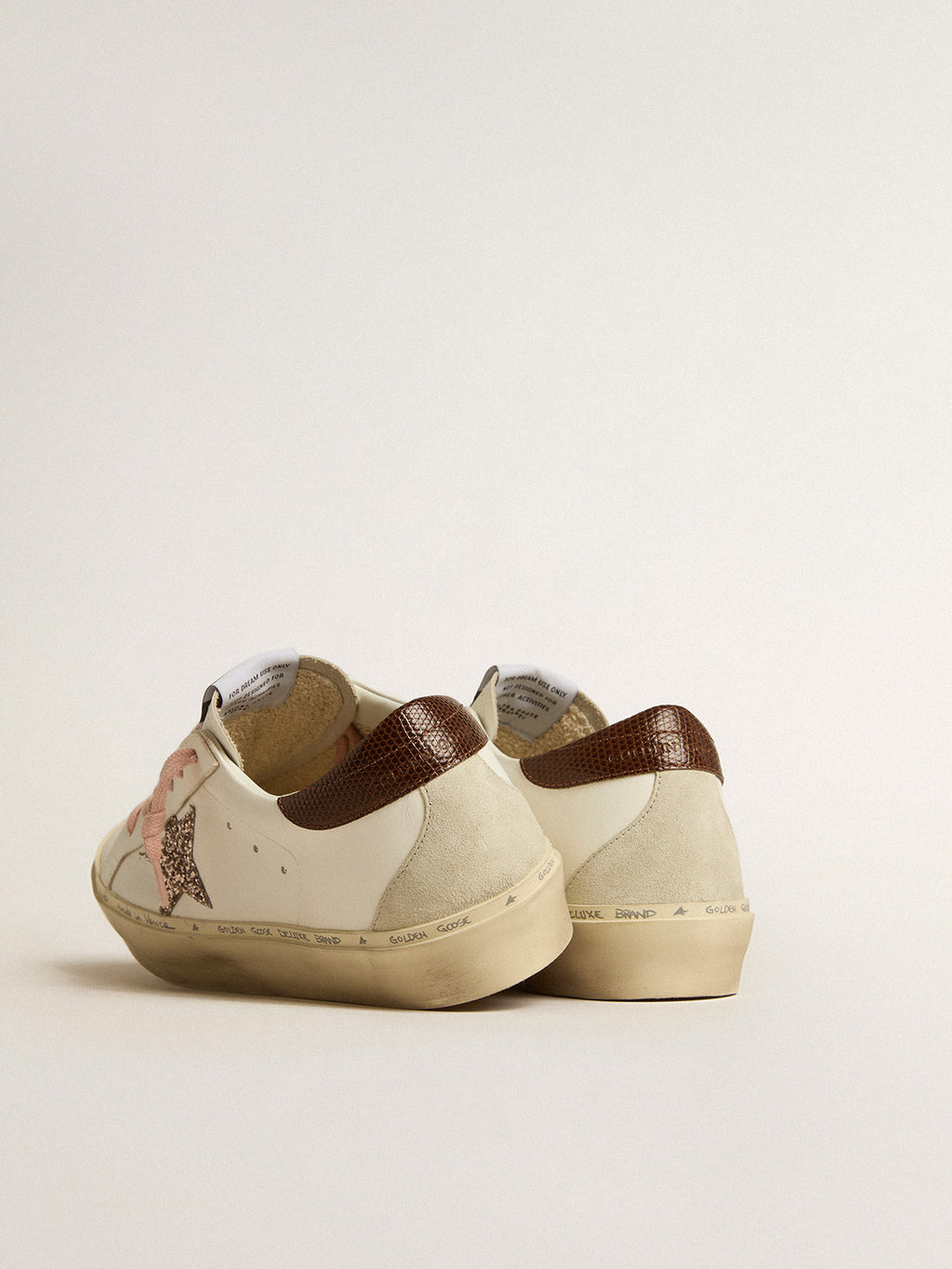 Hi Star LTD with glitter star and brown lizard-print heel tab| Golden Goose