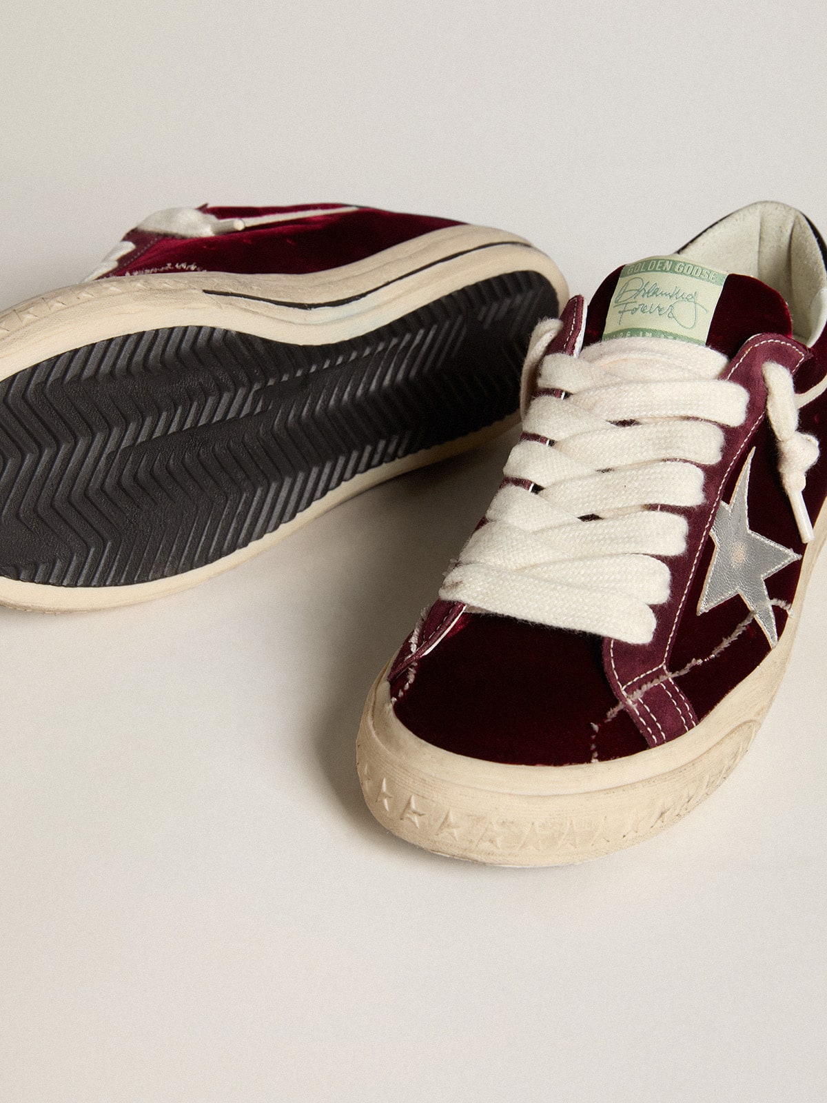 Men's Super-Star LTD in velvet with metallic leather star and heel tab| Golden Goose