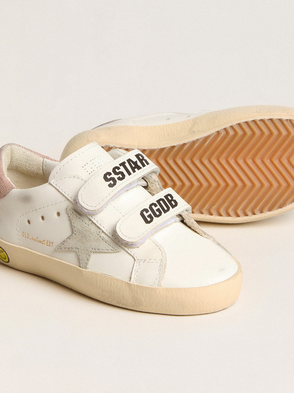 Young Old School in leather with gray suede star and old rose heel tab| Golden Goose