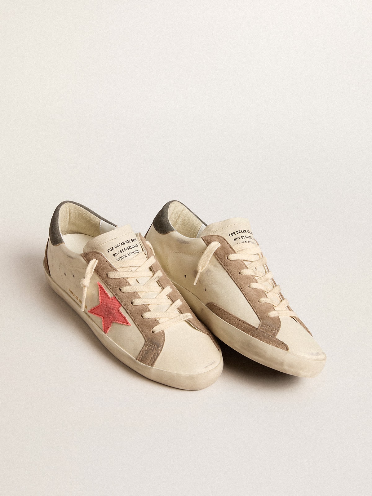 Women's Super-Star LTD with pink gabardine star and gray suede heel tab| Golden Goose