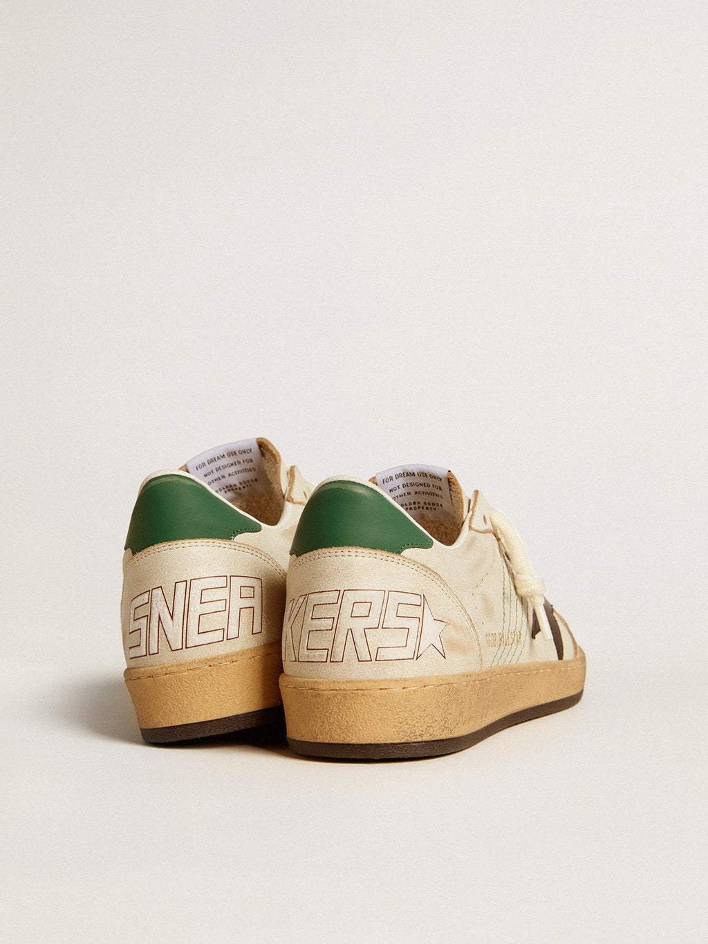 Men's Ball Star with black leather star and green leather heel tab| Golden Goose
