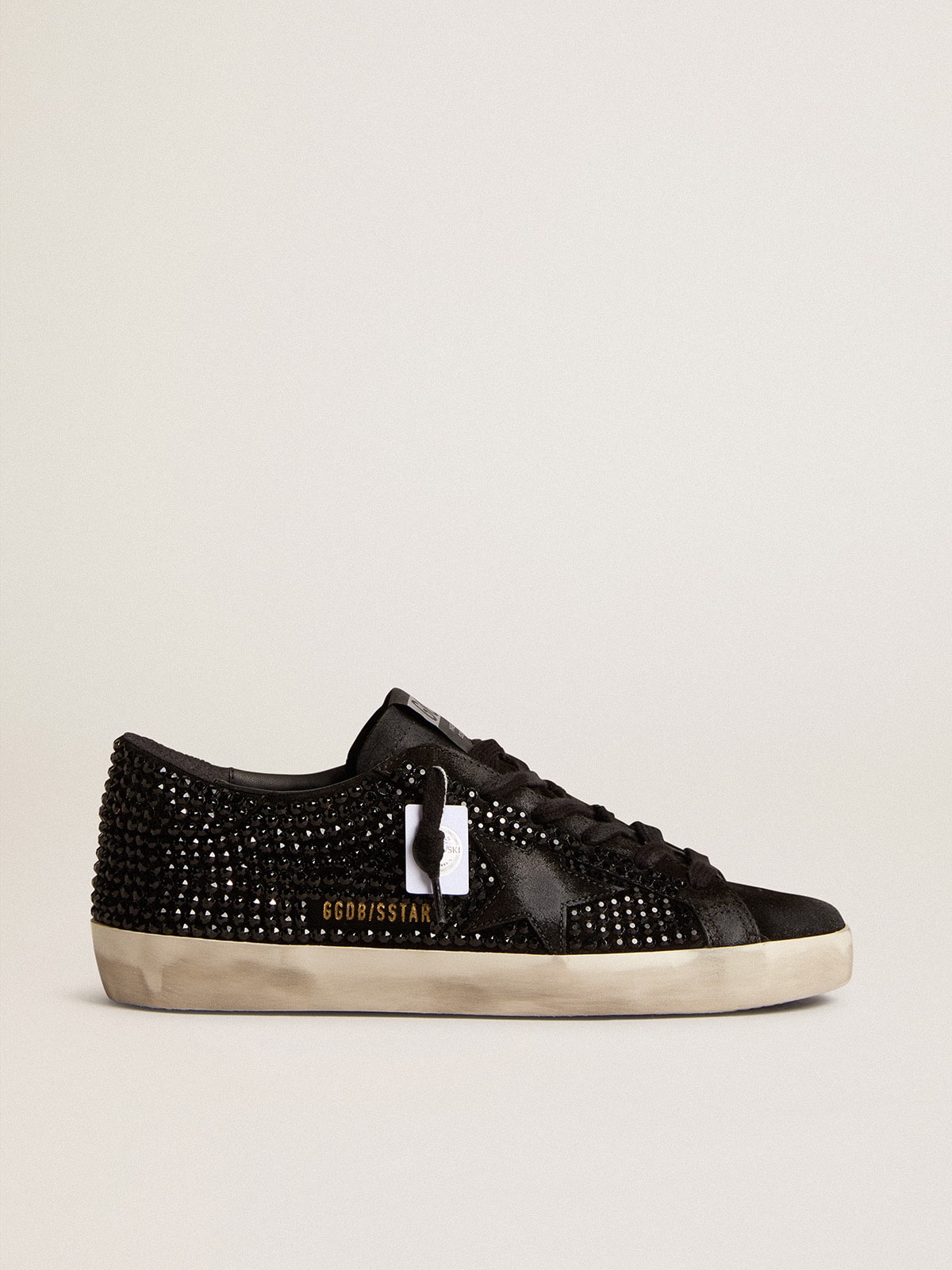 Super-Star in black suede with Swarovski crystals and black suede star| Golden Goose