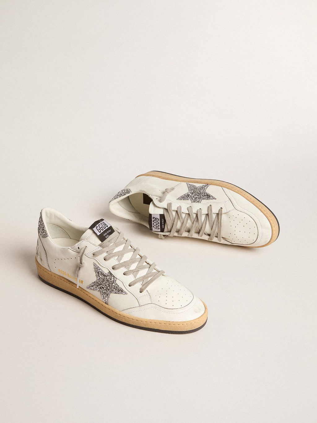 Women's Ball Star Wishes in nappa leather with white star and glitter heel tab| Golden Goose
