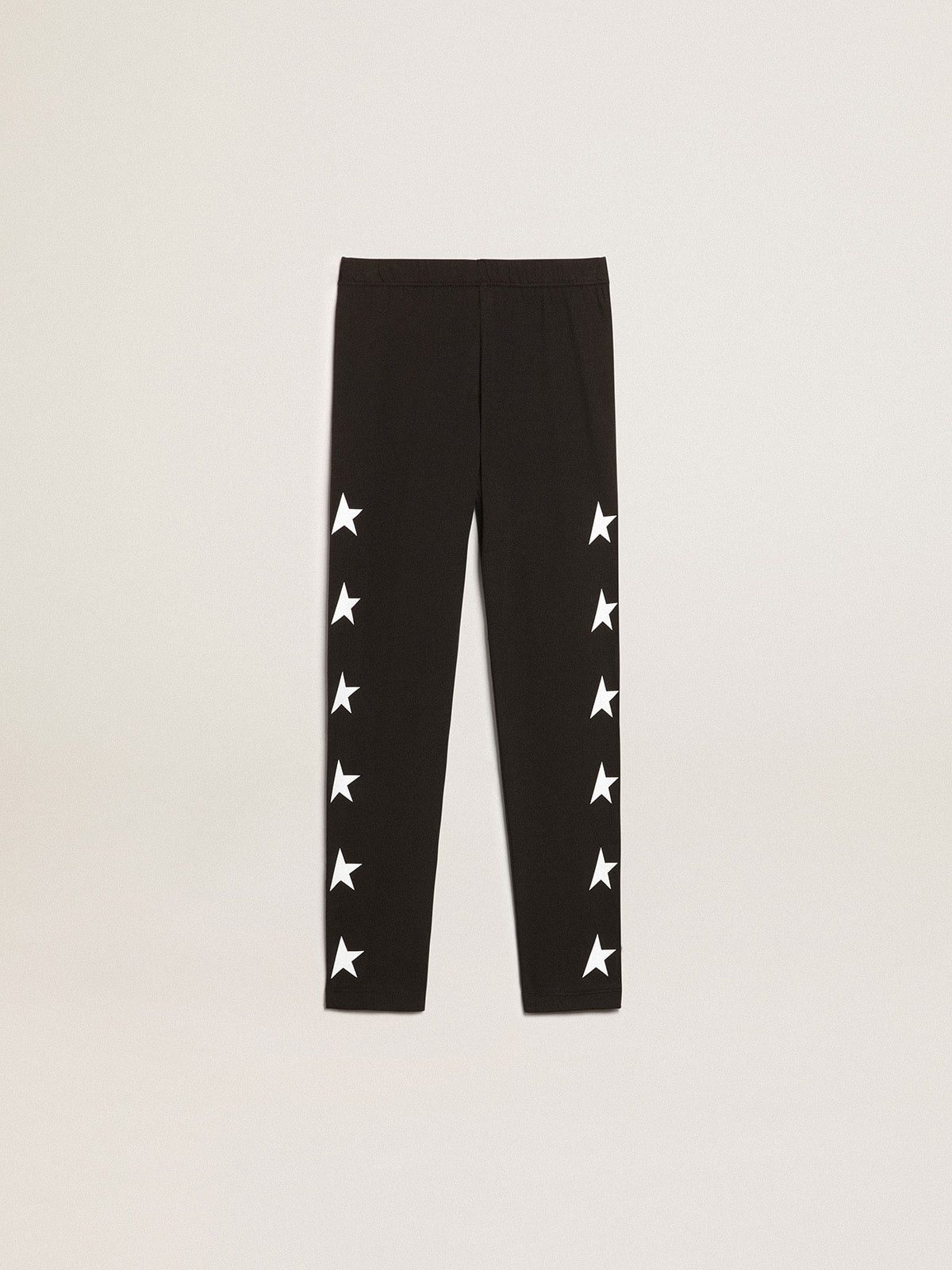 Girls' black leggings with white stars on the sides| Golden Goose