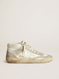 Women's Mid Star sneakers with ice-gray suede inserts and white leather star| Golden Goose