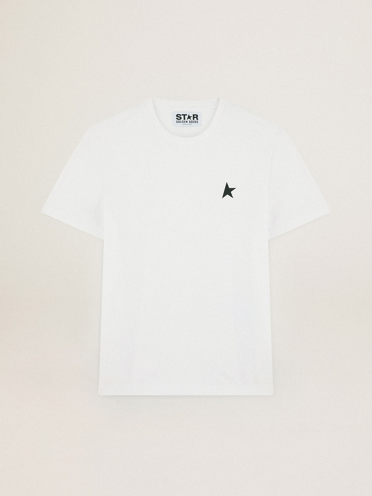 White Star Collection T-shirt with contrasting green star on the front| Golden Goose