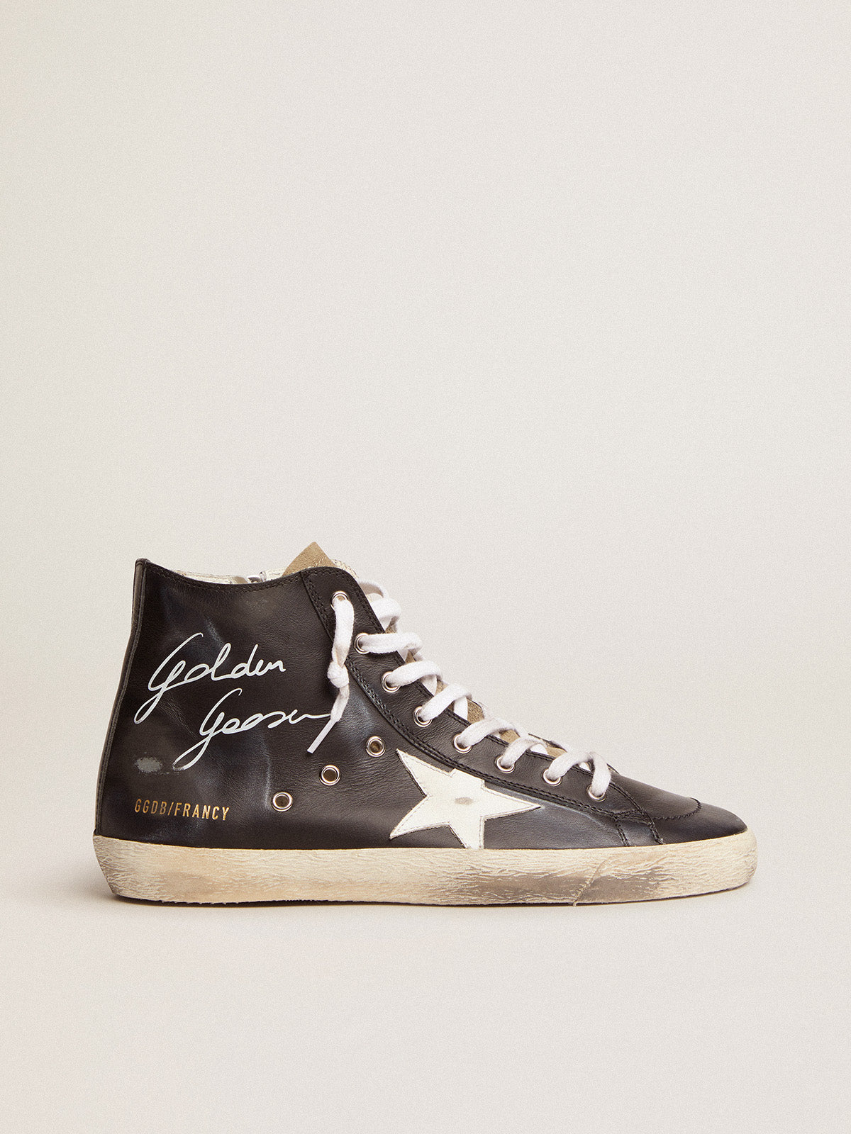 Men's Francy with black leather upper and white leather star| Golden Goose