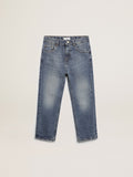 Boys' stretch jeans in blue denim| Golden Goose