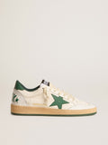 Women's Ball Star Wishes in white nappa leather with green leather star and heel tab| Golden Goose